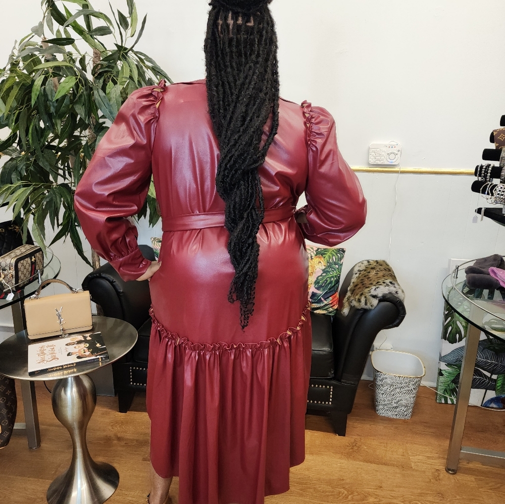 Faux Leather Trench Coat/Dress